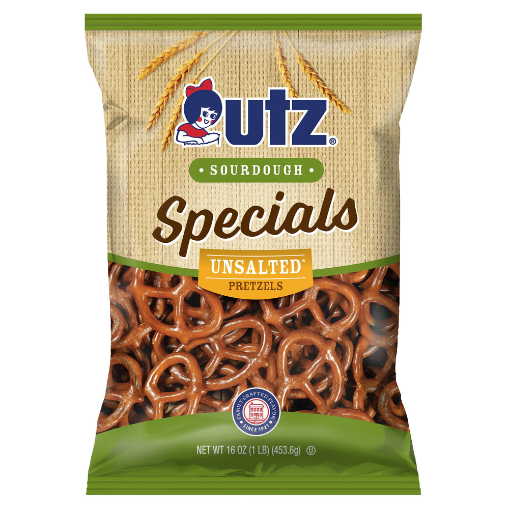 Utz Sourdough Specials Unsalted · Pretzels · 454 g · bolsa