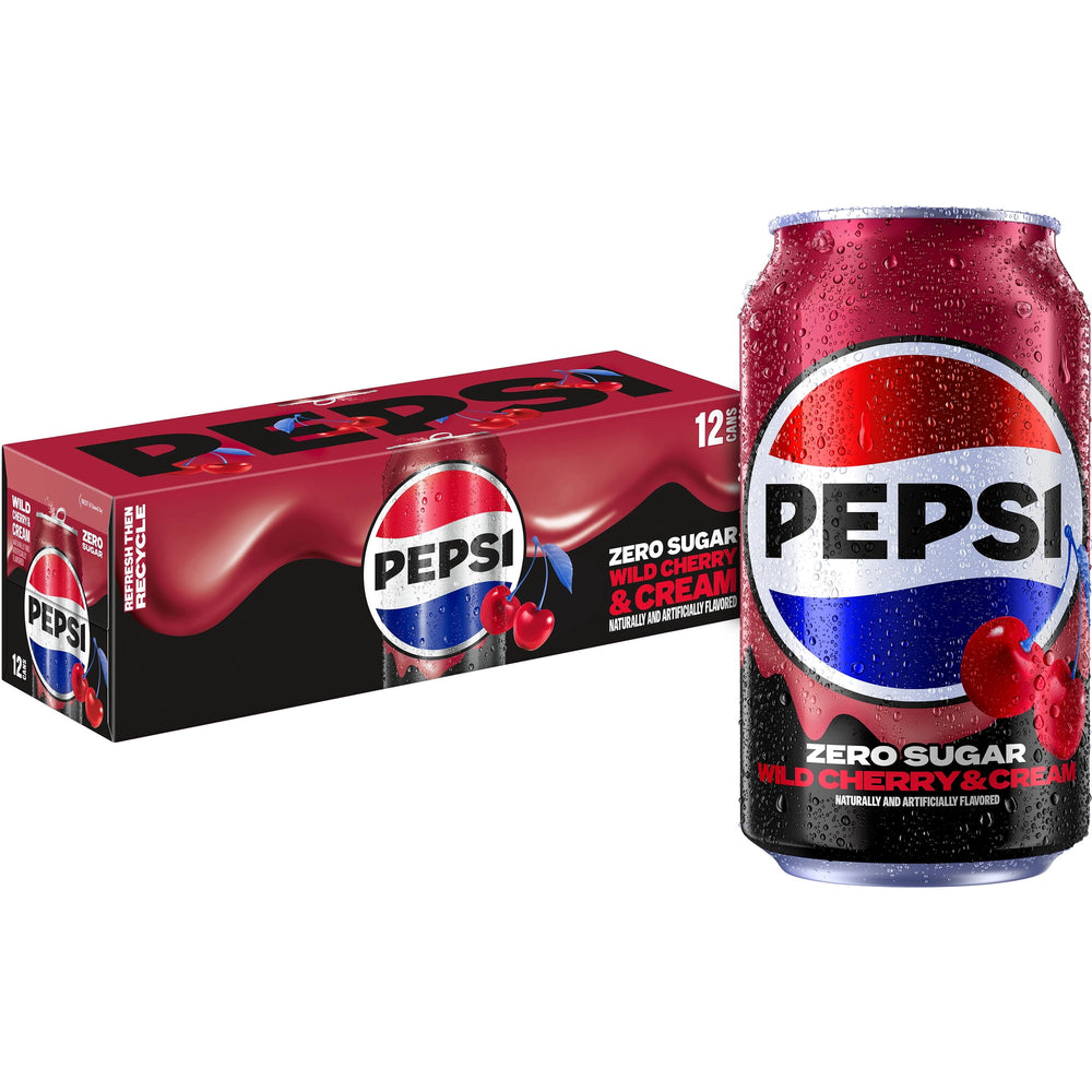 Pepsi Zero Sugar Soda Wild Cherry & Cream · Refresco · 12 pzas de 355 ml