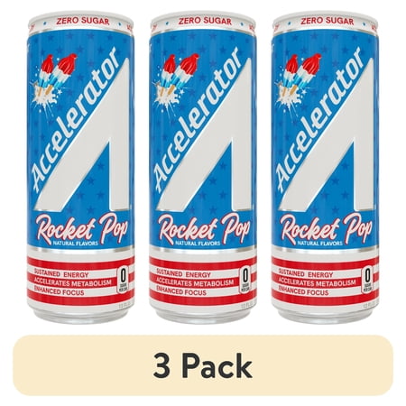 Accelerator Rocket Pop · Bebida energética · 3 latas de 355 ml