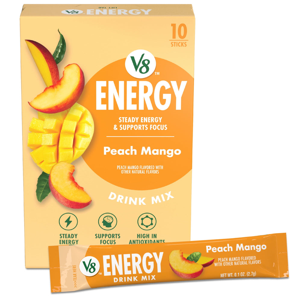 V8 Energy Peach Mango Powder . · Bebida energética · 10 pzas de 283 g