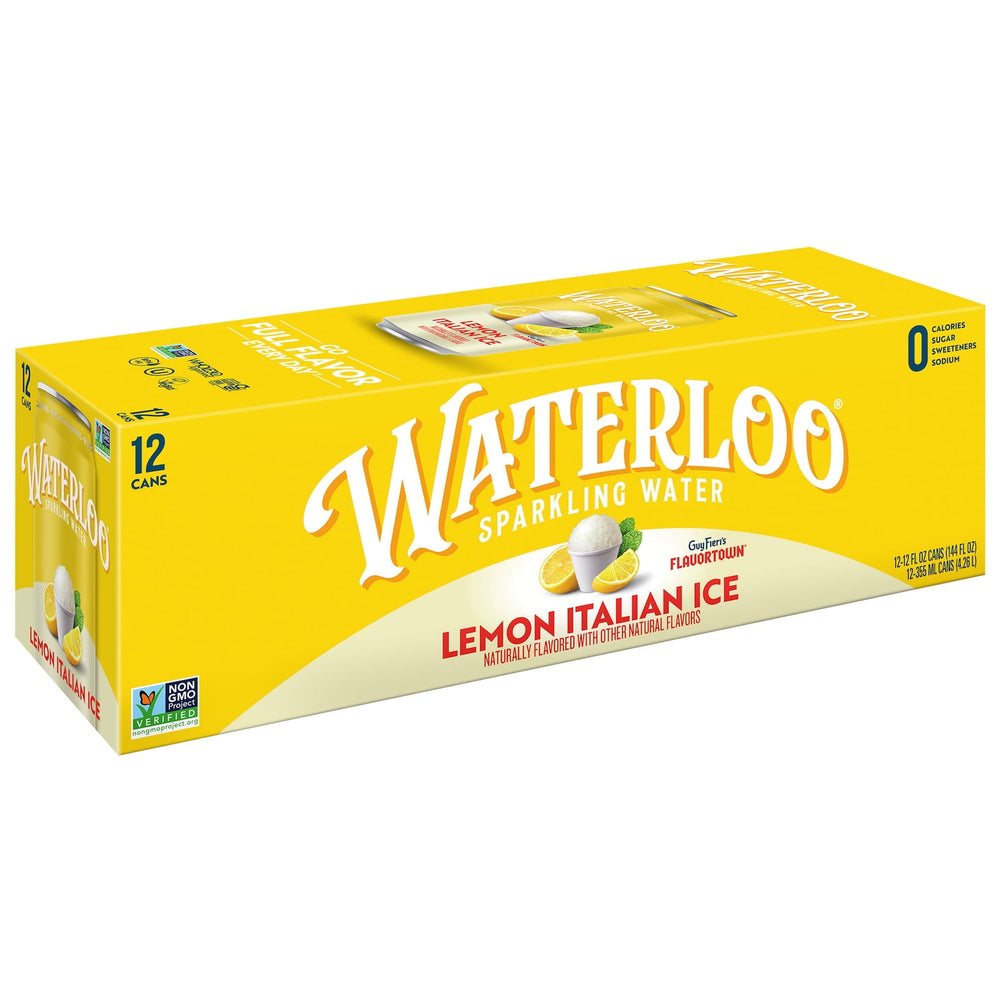 Waterloo Lemon Italian Ice · Agua mineral · 12 latas de 355 ml