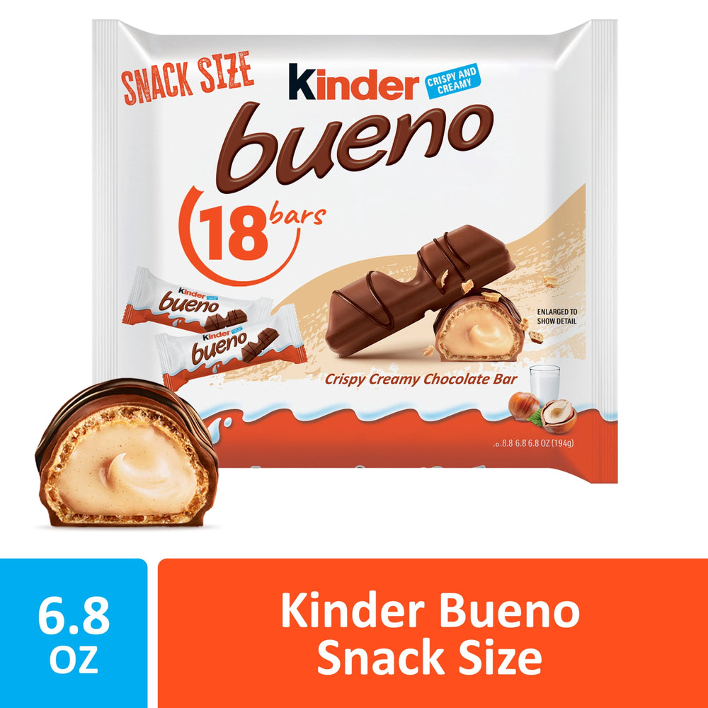 Kinder Bueno Milk Chocolate Chocolate with Hazelnut · Caramelos · 193 g · tamaño snack