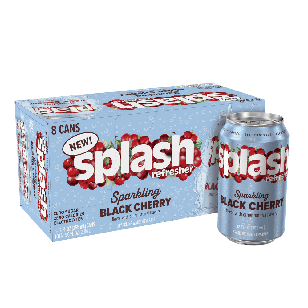 Splash Blast Sparkling Can Black Cherry · Bebida · 8 latas de 355 ml