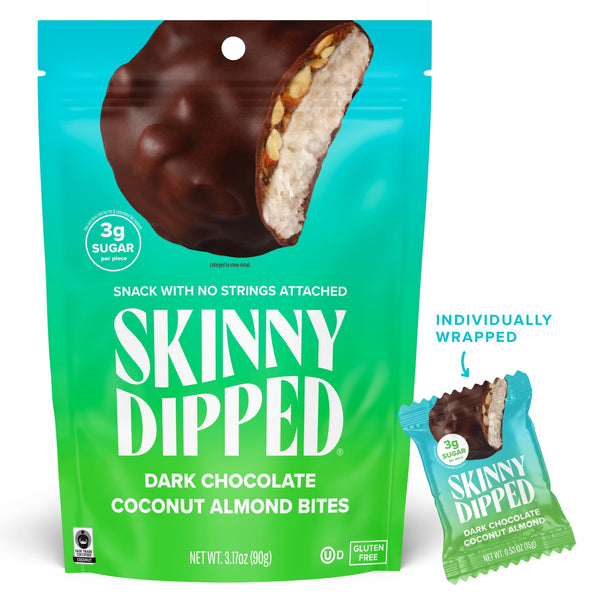 SkinnyDipped Dark Chocolate Coconut Almond · Caramelos · 90 g