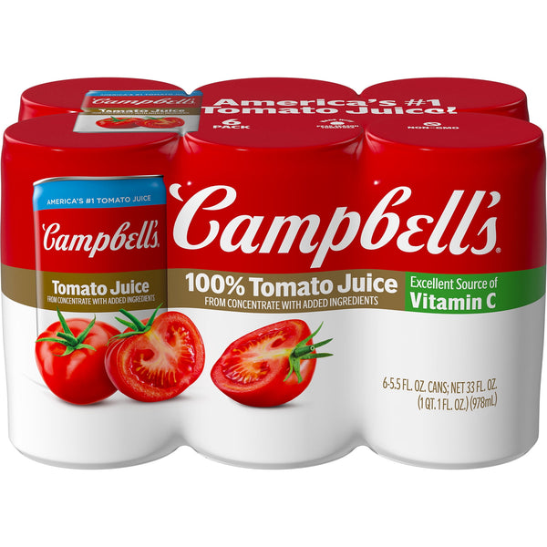 Campbell's 100% Tomato Juice · Bebida · 6 pzas de 163 ml