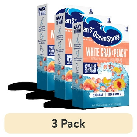 Ocean Spray White Cran Peach Zero Sugar · Polvo para agua · 3 pack
