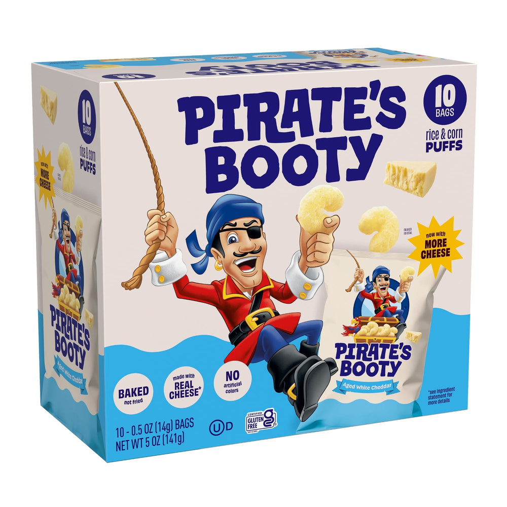 Pirate's Booty Aged White Cheddar Cheese sin gluten Kid · Frituras · 10 pzas de 14 g