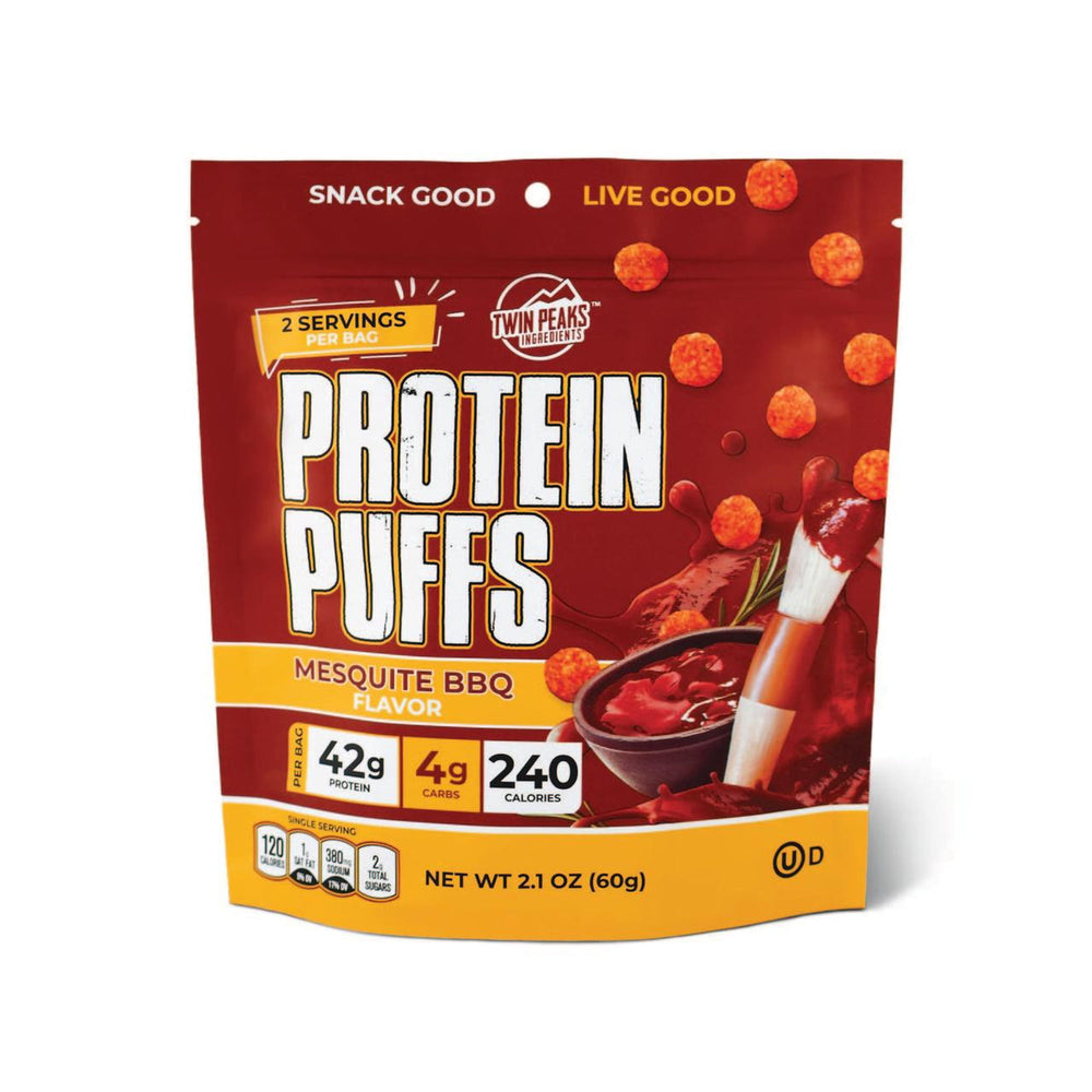 Twin Peaks Ingredients Protein Puffs Mesquite Barbecue · Frituras · 2 porciones de 60 g