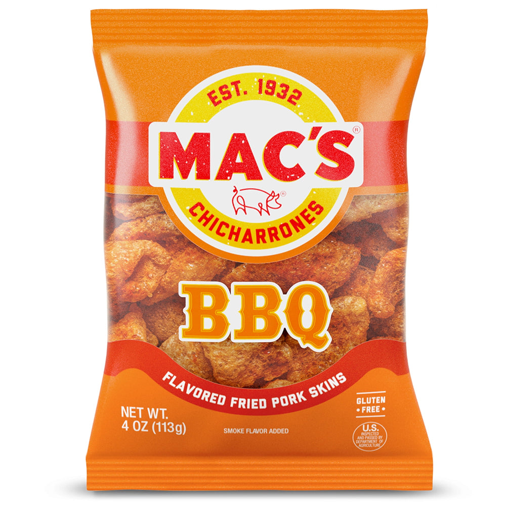 Mac's BBQ Chicharrones Pork Rinds Pork Skins · Frituras · 113 g · bolsa