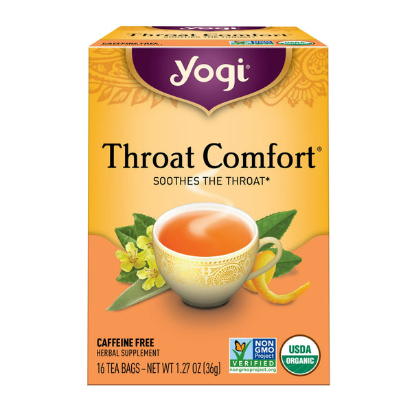 Yogi Throat Comfort Organic Herbal Wellness Tea · Té · 16 pzas