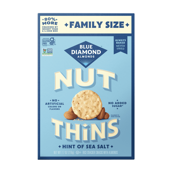 Blue Diamond Almond Nut-Thins Rice sin gluten · Galletas saladas · 218 g · caja