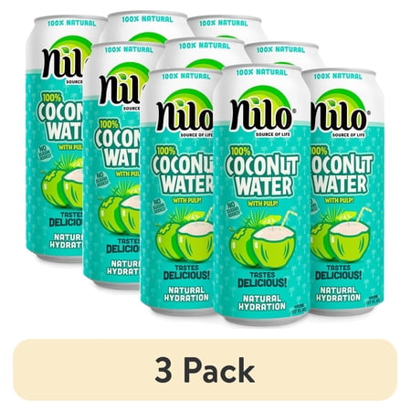 NILO 100% Pure Coconut Water with Pulp Hydrating · Bebida · 3 pack de 490 ml