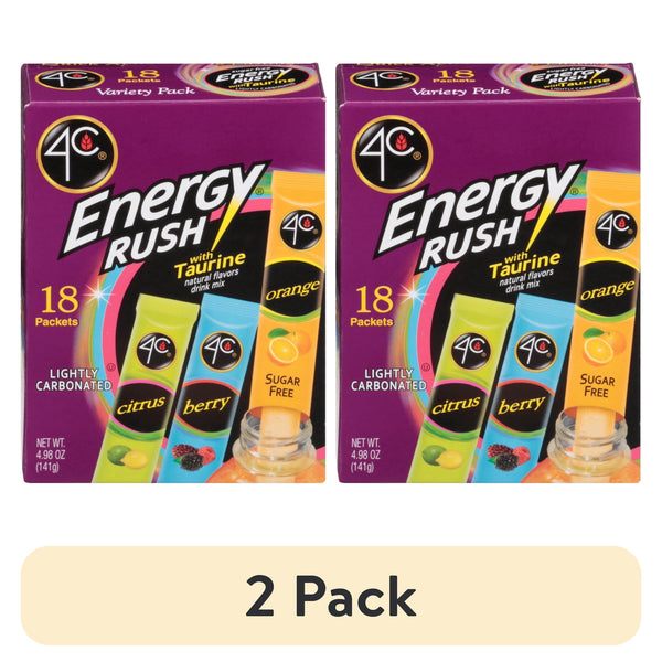 4C Energy Rush with Taurine Variety · Polvo para agua · 2 pack