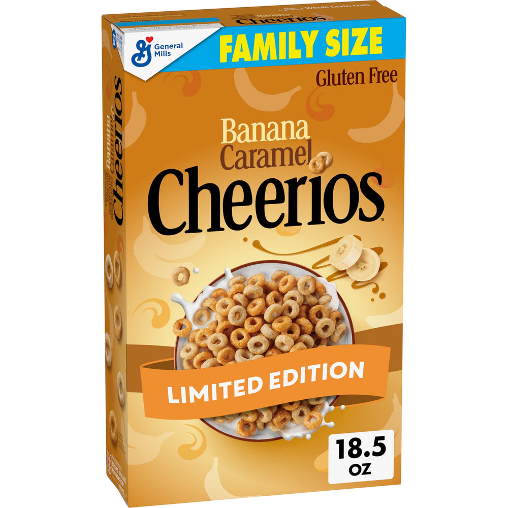 Banana Caramel Cheerios Limited Edition Gluten Free · Cereal · 524 g · tamaño familiar