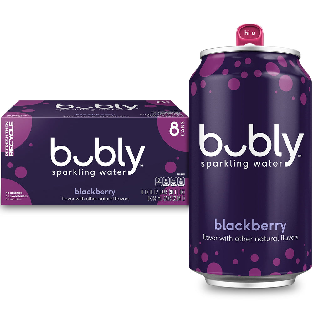 bubly Blackberry Zero Sugar · Agua mineral · 8 pzas de 355 ml