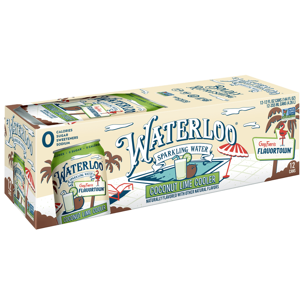 Waterloo Coconut Lime Cooler · Agua mineral · 12 latas de 355 ml