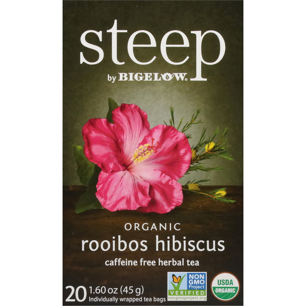 Steep by Bigelow Organic Rooibos Hibiscus Herbal Tea · Té · 20 pzas