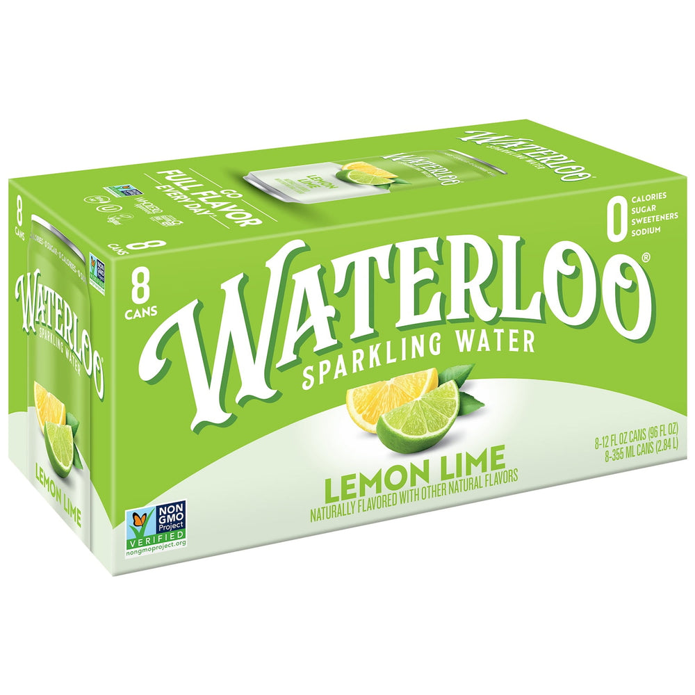 Waterloo Lemon-Lime · Agua mineral · 8 latas de 355 ml