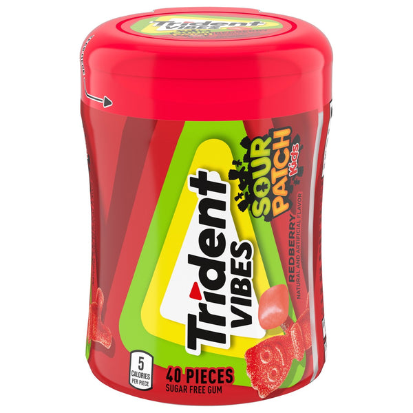 Trident Vibes Sour Patch Kids Red Berry Sugar Free · Nueces · botella