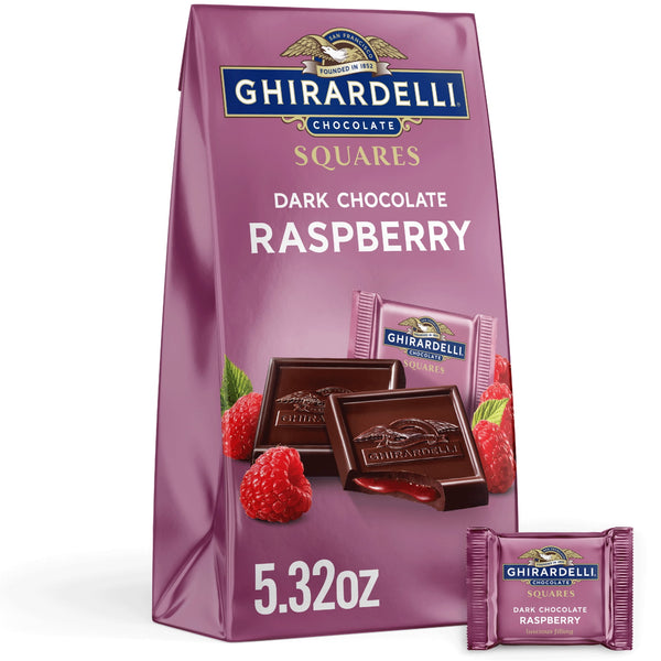 GHIRARDELLI Dark Chocolate SQUARES with Raspberry Filling · Caramelos · 151 g · bolsa