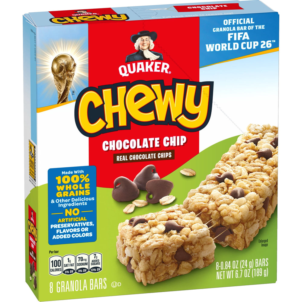 Quaker Chocolate Chip · Barras · 8 pzas de 24 g