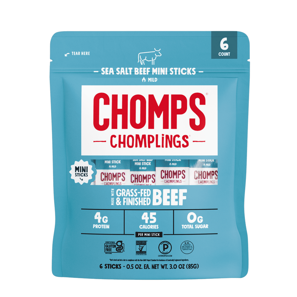 Chomplings Sea Salt Beef Mini Meat Sticks · Carne seca · 6 pzas de 4 g