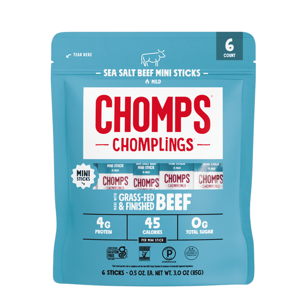 Chomplings Sea Salt Beef Mini Meat Sticks · Carne seca · 6 pzas de 4 g