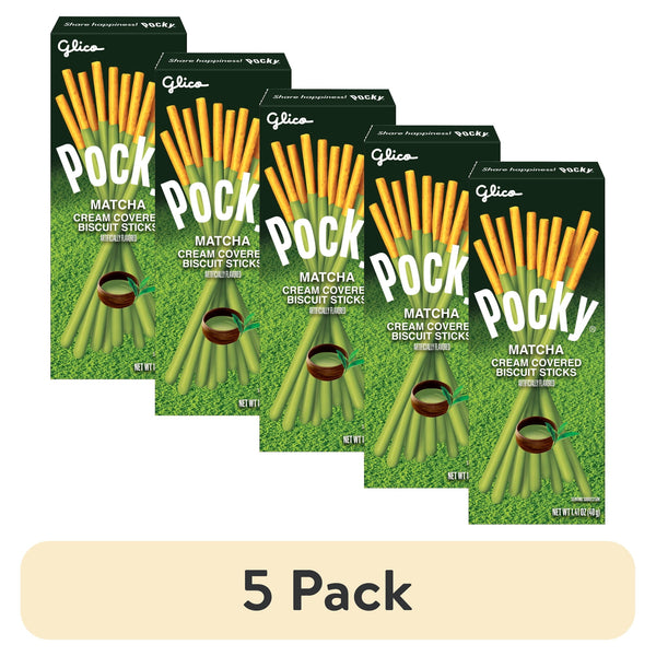 Glico Pocky Matcha Covered Biscuit Sticks · Galletas · 5 pack de 40 g