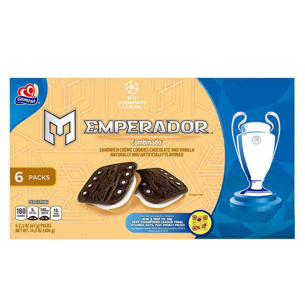 Gamesa Emperador Sandwich Crème Chocolate & Vanilla · Galletas · 6 pzas de 65 g