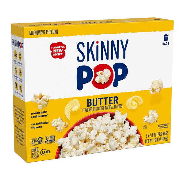 SkinnyPop Butter sin gluten · Palomitas · 6 pzas de 79 g