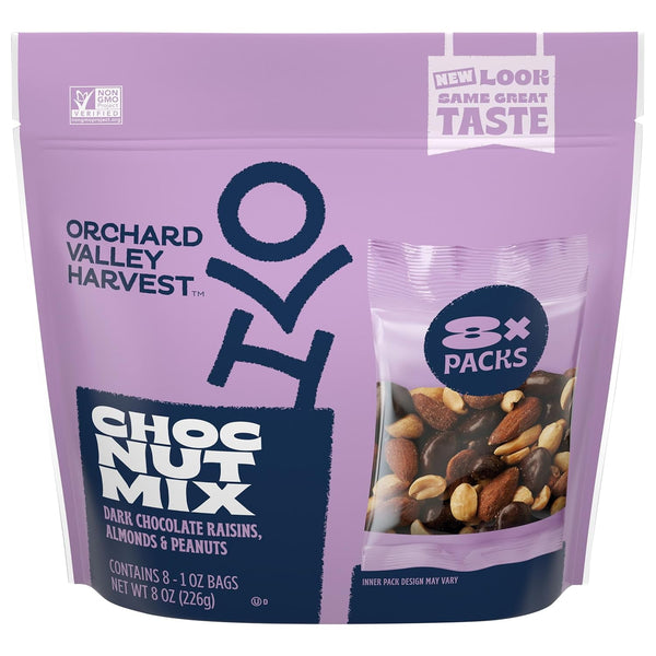 ORCHARD VALLEY HARVEST Chocolate Raisin Nut · Mezcla de nueces · 28 g