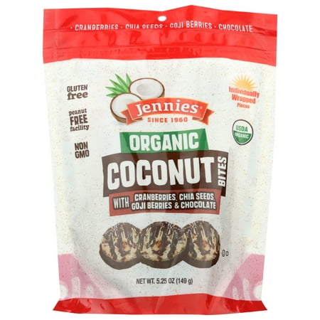 Jennies Coconut Bites - Organic - Cranberry Goji · Pastelitos · 149 g