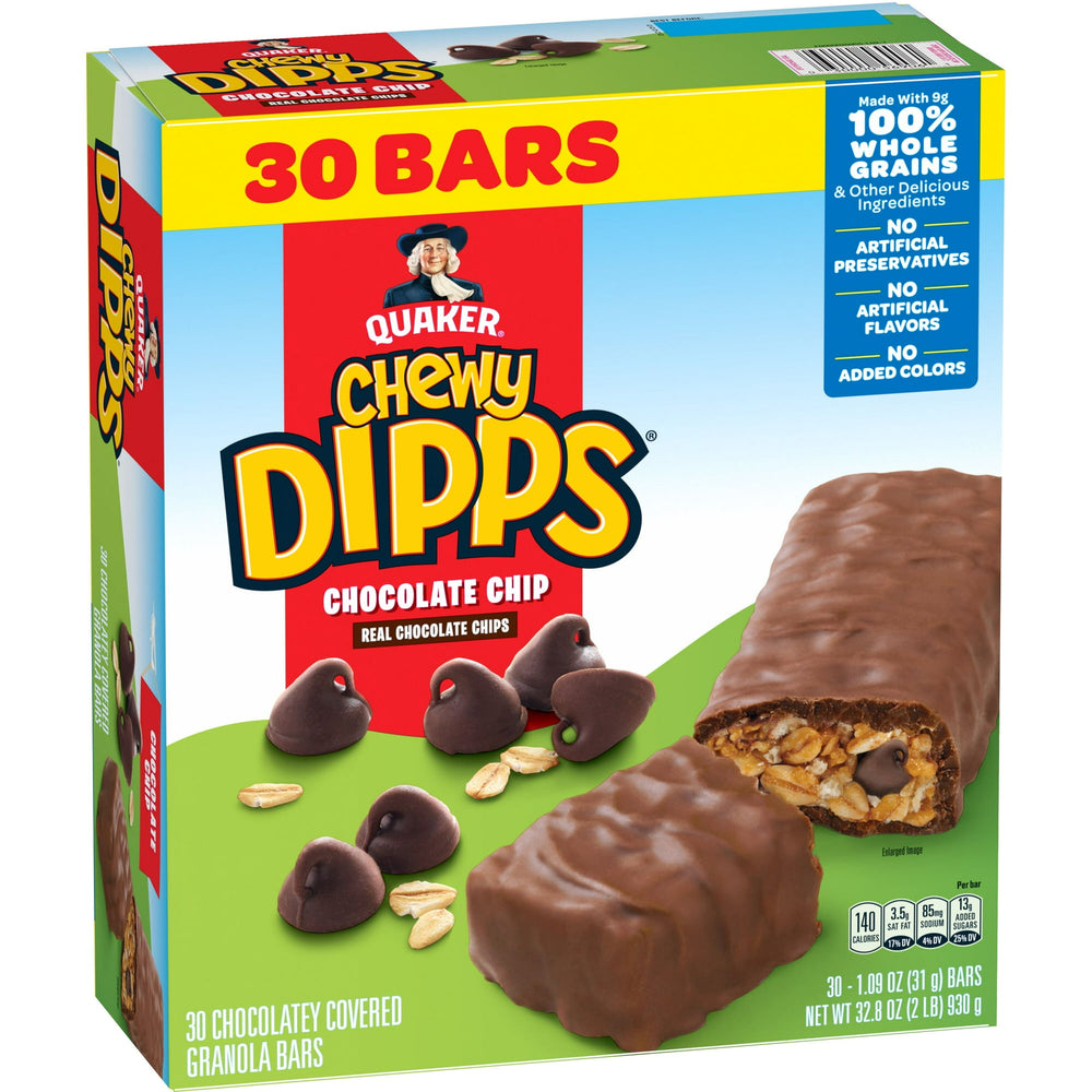 Quaker Dipps Chocolate Chip · Barras · 30 pzas de 31 g