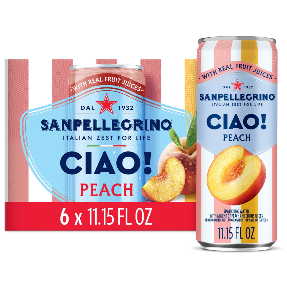 Sanpellegrino CIAO Peach Sparkling Water with Real Fruit · Bebida · 6 pack
