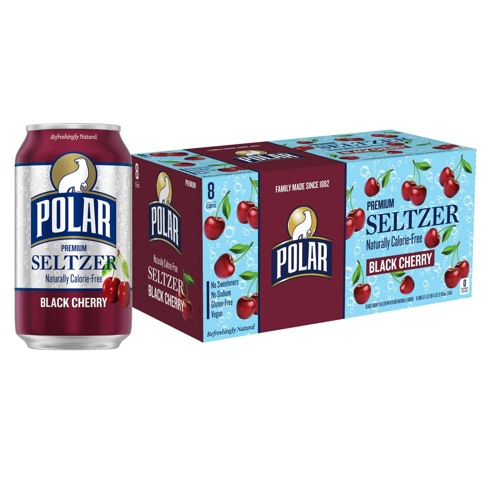 Polar Zero Calorie Black Cherry Sparkling Seltzer Water · Agua mineral · 8 latas de 355 ml