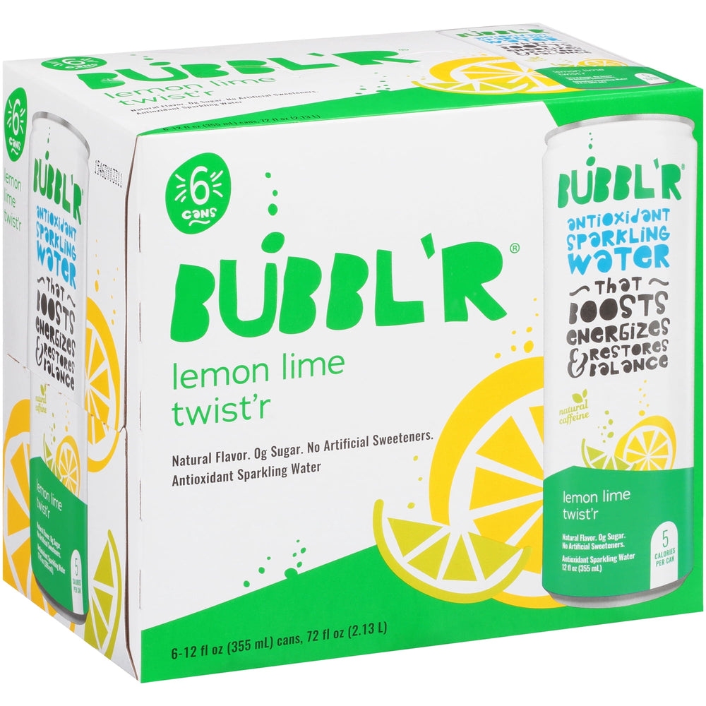 BUBBL'R Antioxidant Lemon Lime Twist'r · Agua mineral · 6 latas de 355 ml
