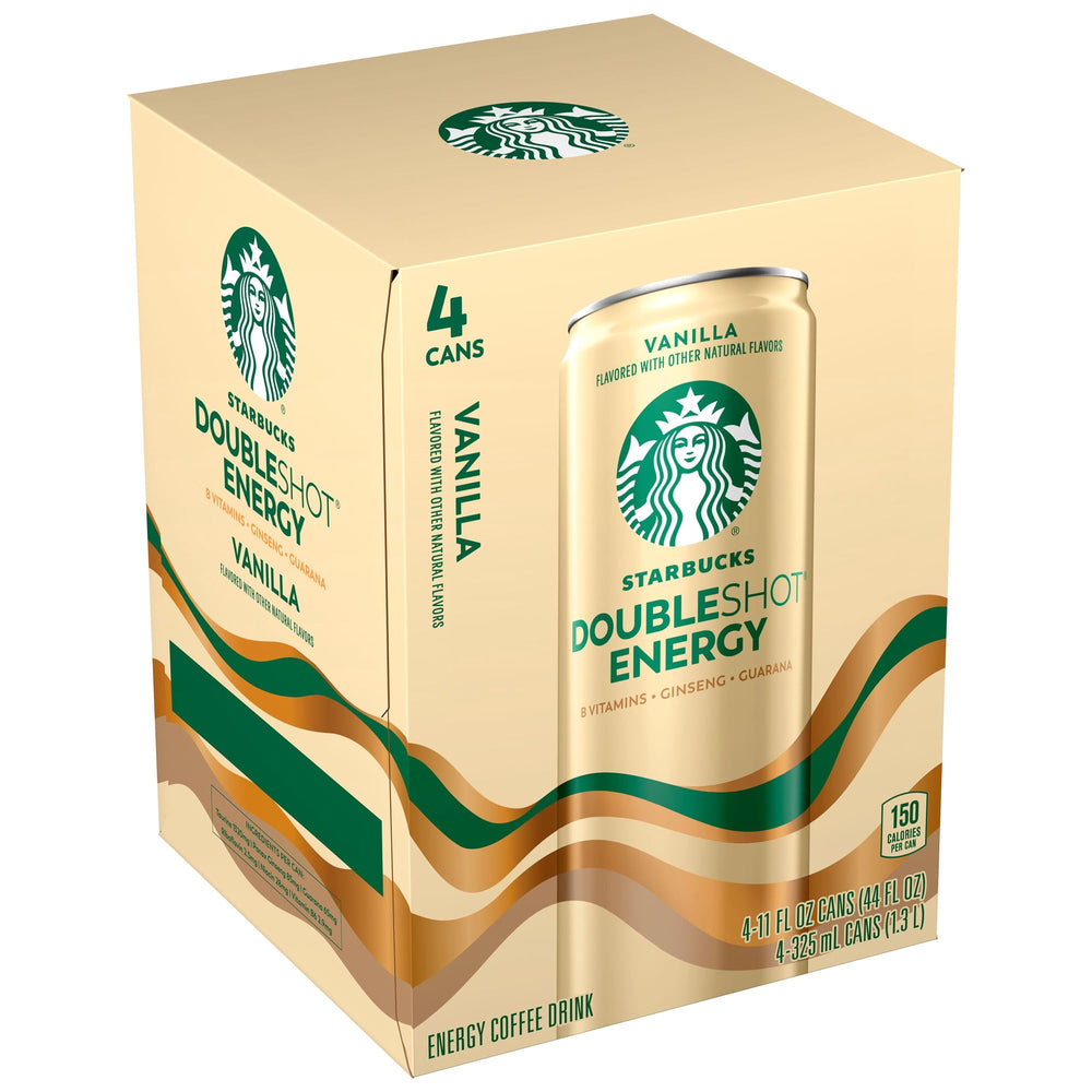 Starbucks Doubleshot Energy Vanilla · Bebida energética de café · 1.3 L (4 latas)
