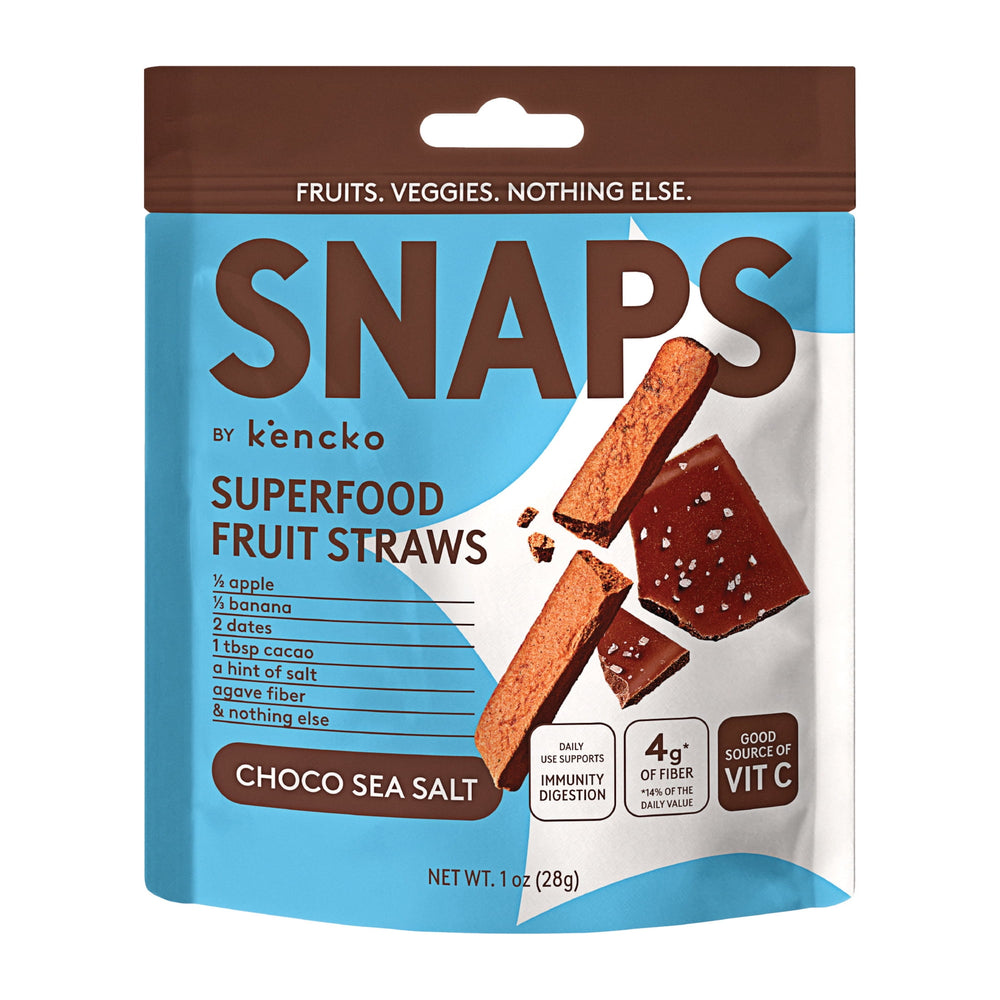 Kencko Chocolate Sea Salt Snaps Superfood Fruit Straws · Caramelos · 28 g · bolsa