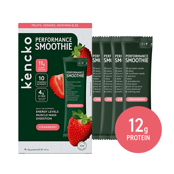 Kencko Strawberry Fruit & Veggie Performance Protein · Polvo para agua · 4 pack de 35 g