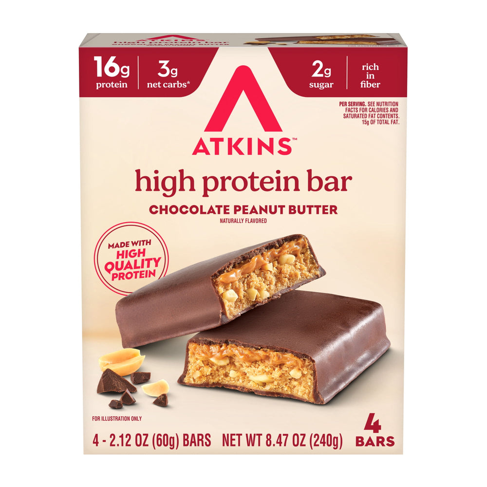 Atkins High Protein Chocolate Peanut Butter · Barra de proteína · 4 pzas