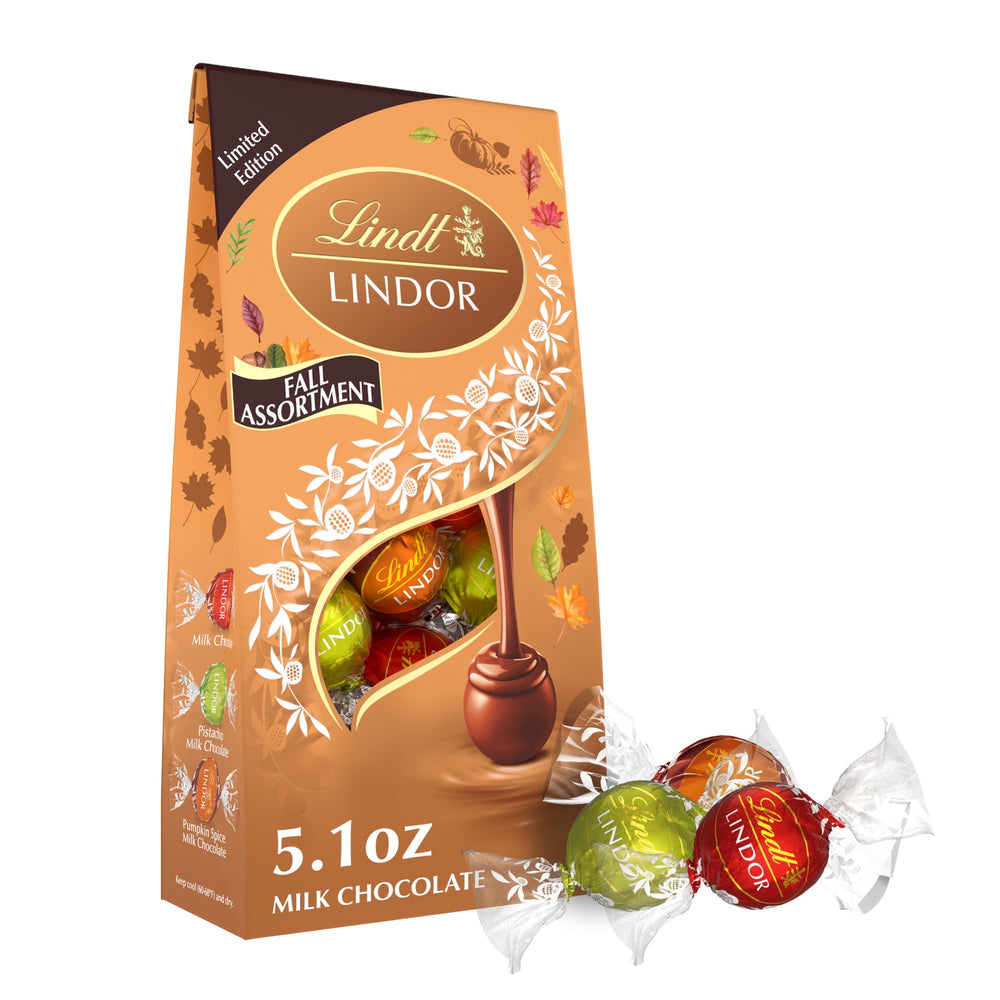 Lindt LINDOR Fall Assorted Milk Chocolate Truffles · Papas · 145 g · bolsa