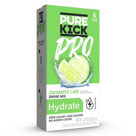 Pure Kick Pro Cucumber Lime Hydration · Polvo para agua · 6 pzas