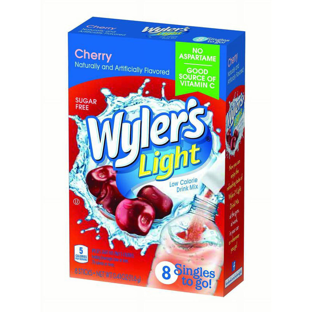 Wyler's Light ! Cherry Sugar Free · Polvo para agua · 8 pzas de 12 g