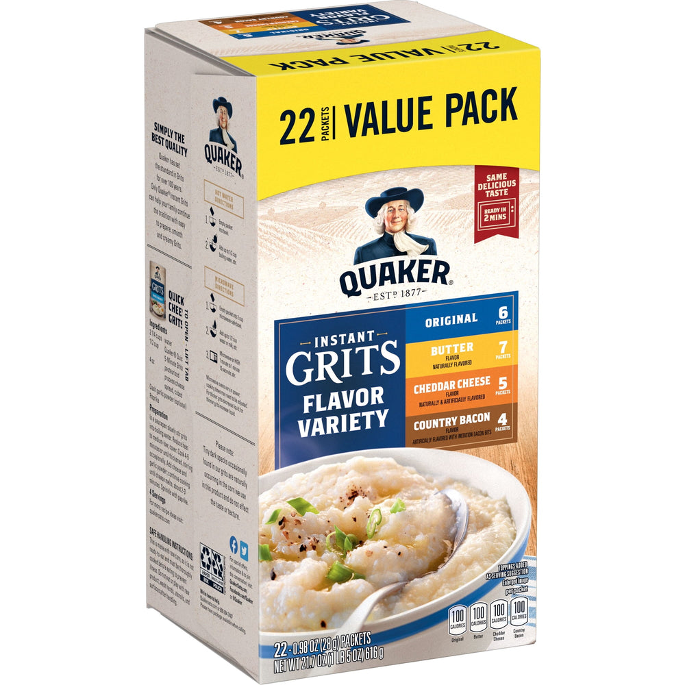 Quaker Instant Grits Variety · Cereal · 22 sobres de 28 g