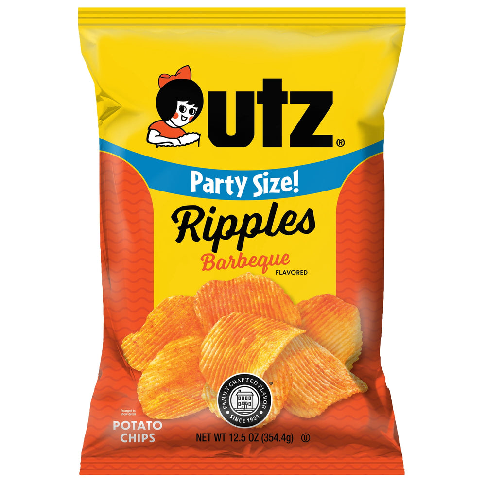 Utz Ripples Barbeque Gluten-Free · Papas · 354 g · tamaño fiesta