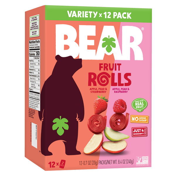 BEAR Fruit Rolls Variety Pack Strawberry Raspberry · Gomitas · 12 pzas de 238 g