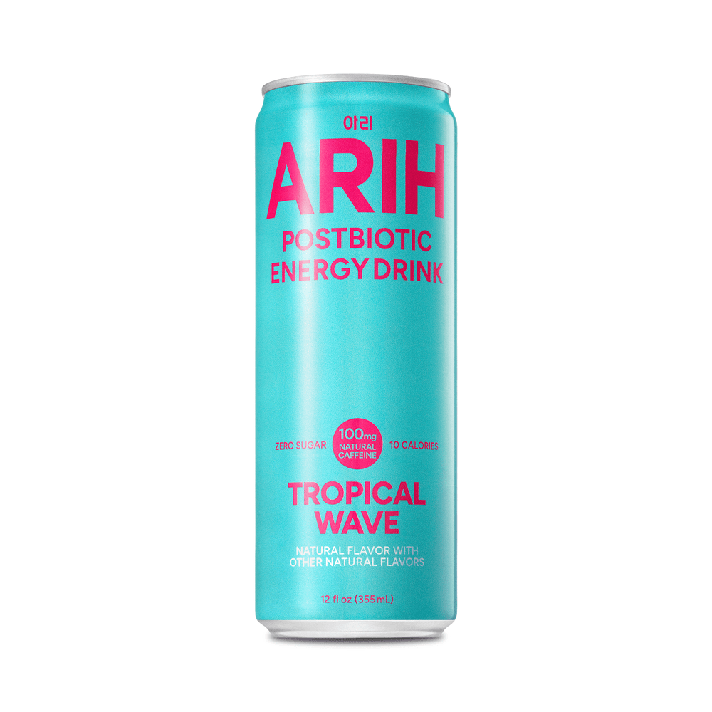ARIH Postbiotic Tropical Wave Zero Sugar · Bebida energética · 355 ml