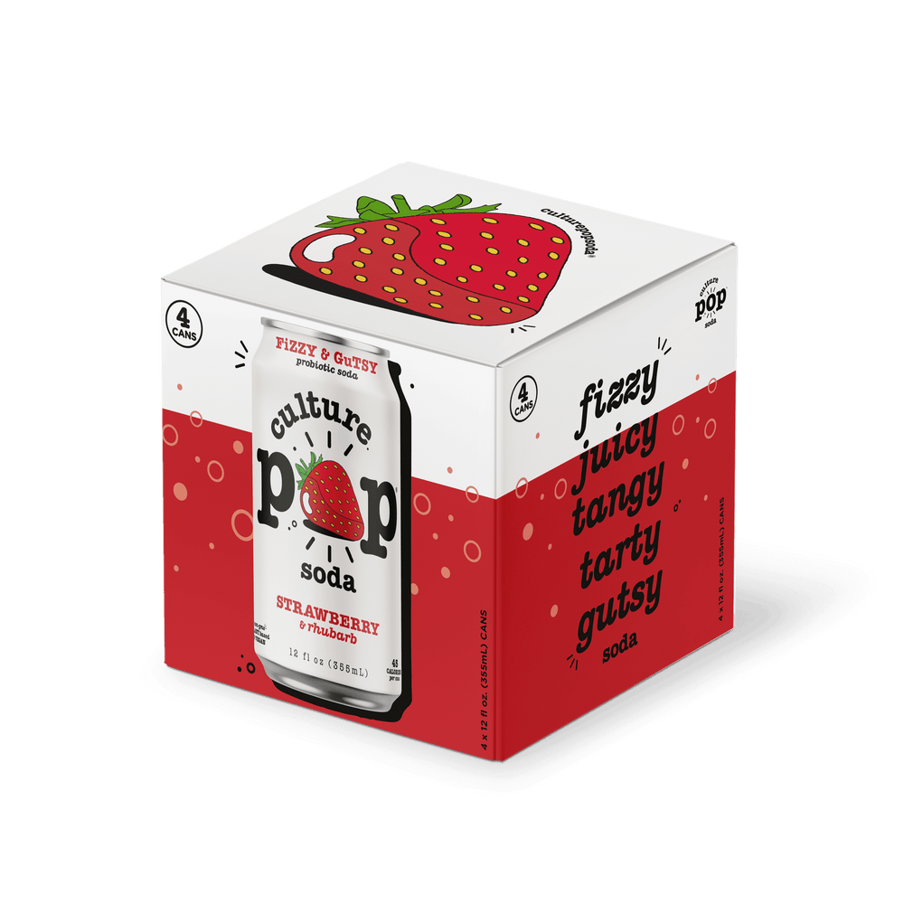 Culture Pop Soda Probiotic Strawberry Rhubarb · Refresco · 4 pack de 355 ml