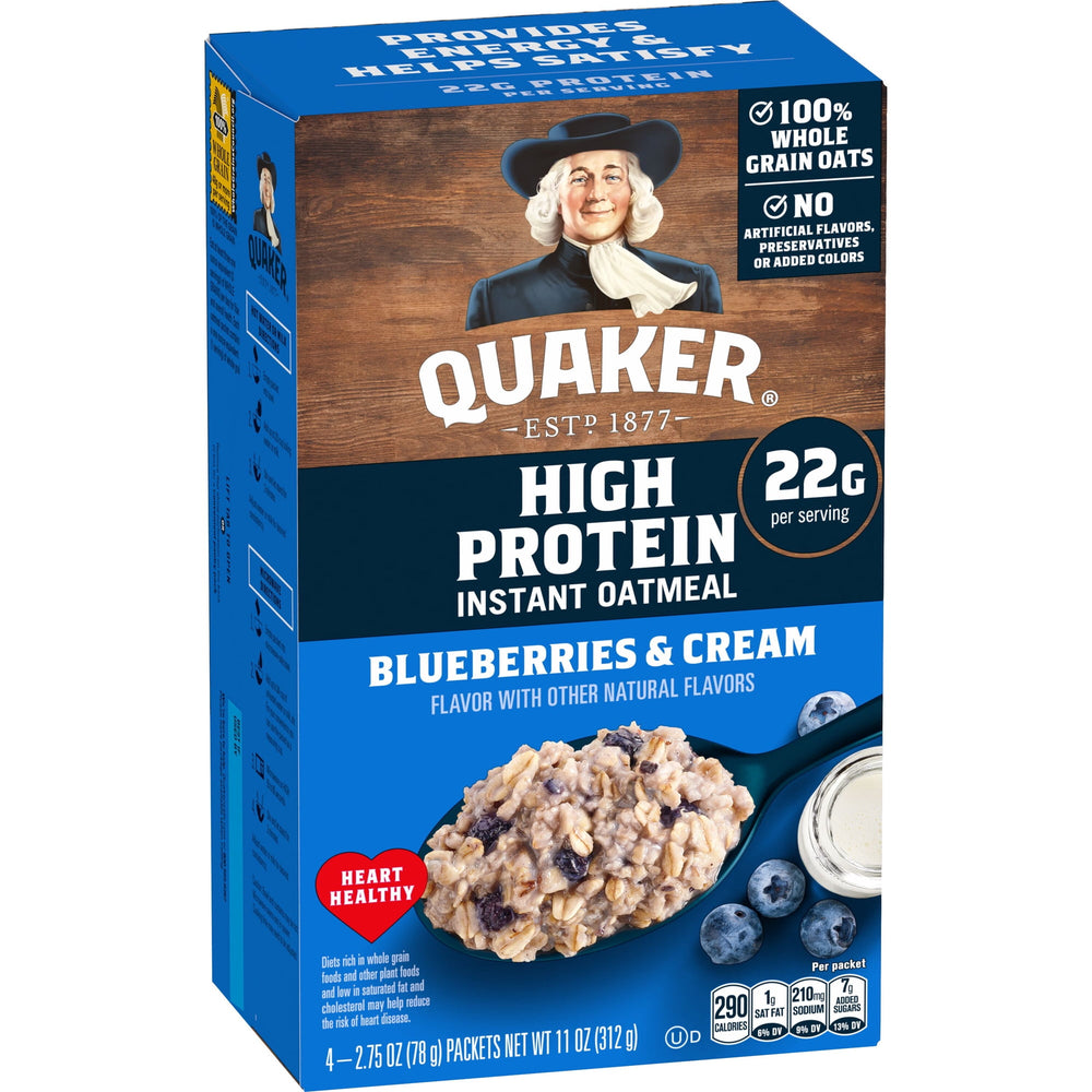 Quaker High Protein Blueberries & Cream Packets · Cereal · 4 pzas de 78 g