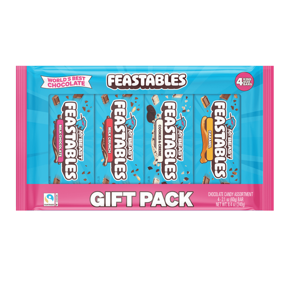 Feastables MrBeast Milk Chocolate Variety Gift · Caramelos · 4 pzas de 60 g